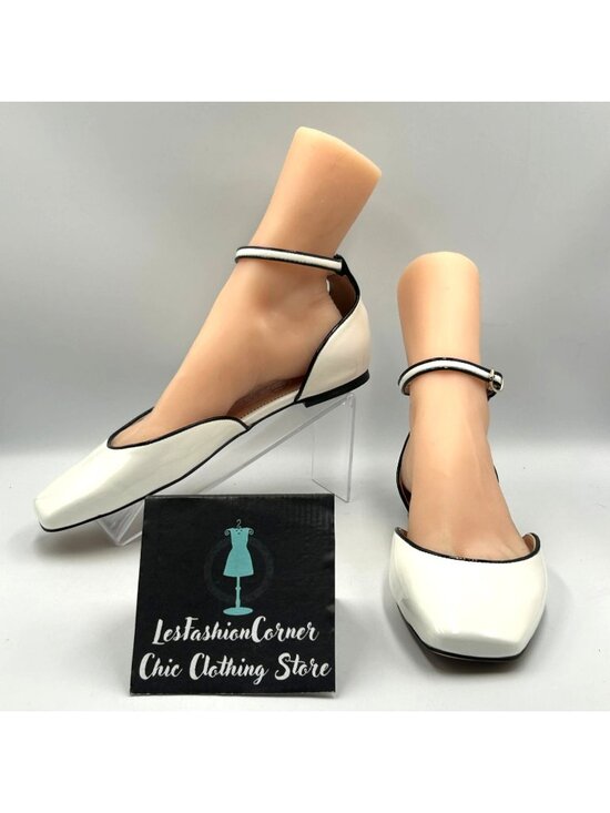 J.Crew Shoes - J.Crew Women's White Patent Leather Anya Ankle-Strap Flats Size 10 3603